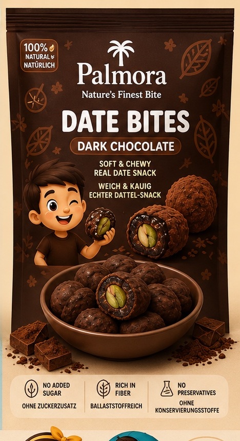 Palmora Date Bites Dark Chocolate pouch